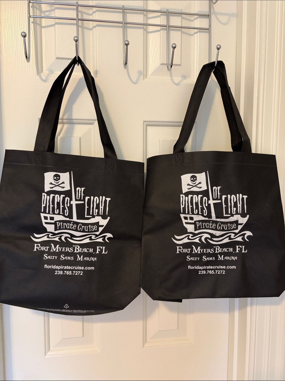 TWO Halloween candy TOTES! Pieces of Eight Pirate Cruise,  Black